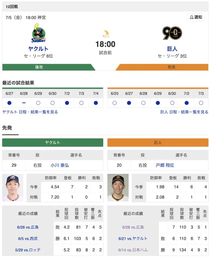 【巨人実況】vs ヤクルト(12回戦)！ 先発・戸郷翔征！18:00~