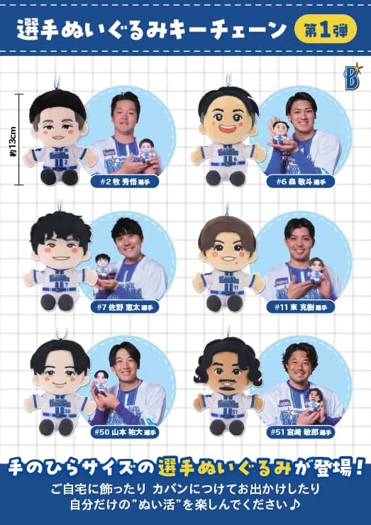 DeNA、選手ぬいぐるみキーチェーン第1弾発売　流行りの“ぬい活”を楽しめる！