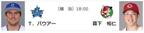 【公示】DeNA大貫晋一が登録抹消　予告先発は（DB-C）バウアー×森下暢仁