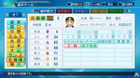 弾道4 ミートF パワーS ←こういう選手