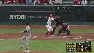 【広島対巨人8回戦】広島、２回に矢野のタイムリースリーベースで１点先制！！！！！