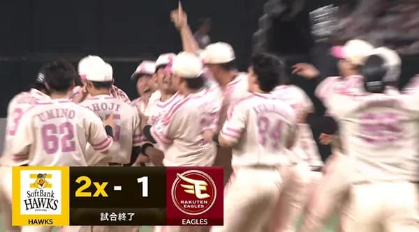 【2-1】延長12回裏満塁で牧原大成のサヨナラタイムリーでホークス勝利！！5カード連続勝ち越しで勝率5割に！！！
