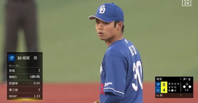 中日大野が2回途中4失点KO　二番手根尾が後続をピシャリ