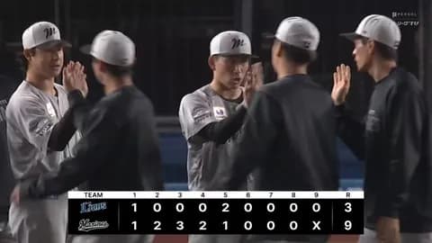 5月23日　ロッテ９－３西武　先発小島が8回3失点の力投！打線は2日続けて躍動し藤岡・寺地らの一発含む二桁安打で快勝！