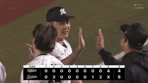 5月27日　ロッテ６－４オリックス　先発田中晴が7回無失点の好投！最終回あと2点差まで追い上げられるもなんとか逃げ切り勝利！