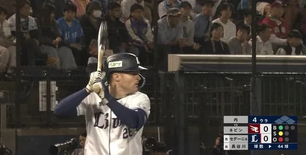 西武ネビン、魚雷バットを使いこなす！