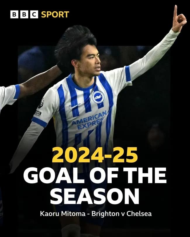 【朗報】三笘薫のチェルシー戦のゴール、プレミアリーグの年間最優秀ゴールに選出される