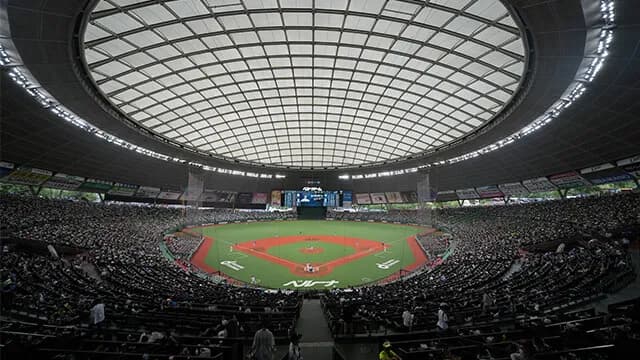 鹿島建設「西武ドームは自然の風が吹き抜け、木陰の心地よさを実現したアウトドア感覚の爽快ドーム」