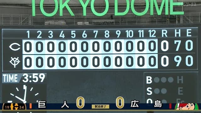 巨人00000001000000000000　広島000000000000000000000