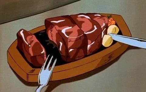 （ヽ´ん`）「ほいよ、ステーキ完成だわ」