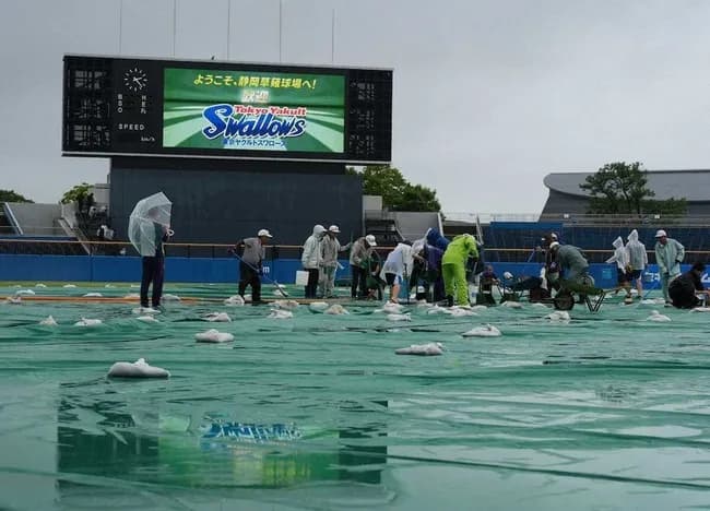 ヤクルトVS巨人戦は雨天中止　30分開始遅らせるも天候回復せず　ヤクルトは今季8度目の中止