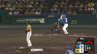 【阪神対中日11回戦】中日、４回１アウト満塁から山本のタイムリーとその打球を森下が弾いている間に二塁ランナーが生還し逆転！！！！！！