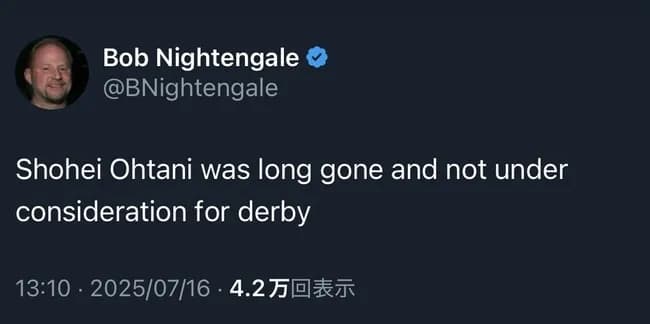 「ショウヘイ・オオタニはとっくに帰宅」まさかの本塁打競争も多くの選手が既に帰路　米名物記者