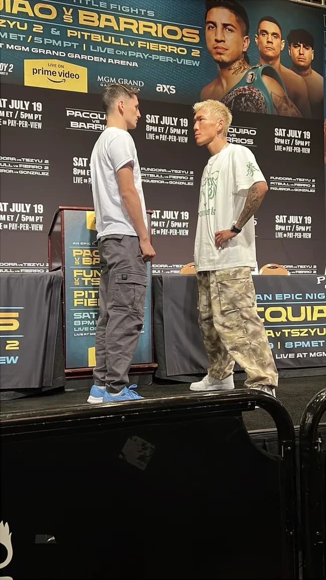 亀田京之介 (中卒) vs. アラン・ピカソ (医学生)、お互いに睨み合う！