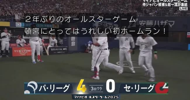 【オールスター】頓宮裕真、松葉からスリーランホームラン！パのリードが4点に広がる