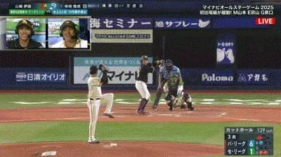 【オールスター2025第2戦】パ・リーグ、3回表2アウト三塁から寺地のタイムリーツーベースでリードを再び6点に広げる！！！！！！！！！！！！
