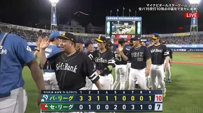 【オールスター2025第2戦】オールスター第2戦、怒濤の追い上げ見せるもパ・リーグが逃げ切り！サイクル未達も清宮幸太郎が完璧な1発