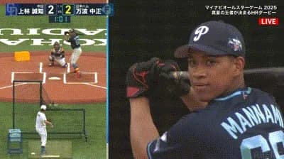 【ホームランダービー】中日・上林誠知vs日本ハム・万波中正は、万波中正が３－２で準決勝進出！！