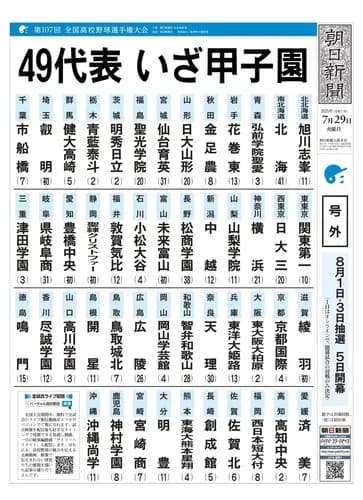 夏の甲子園出場校、出揃う