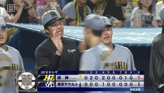 【ヤクルト対阪神15回戦】阪神快勝でＭ３５！今季初４本塁打でヤクルトに連勝！佐藤輝はキング独走２７号、才木９勝目！