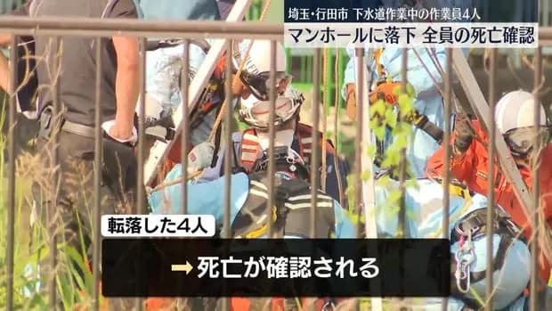 【悲報】作業員4名「八潮陥没事故調査開始」→全員がマンホール内に落下して死亡