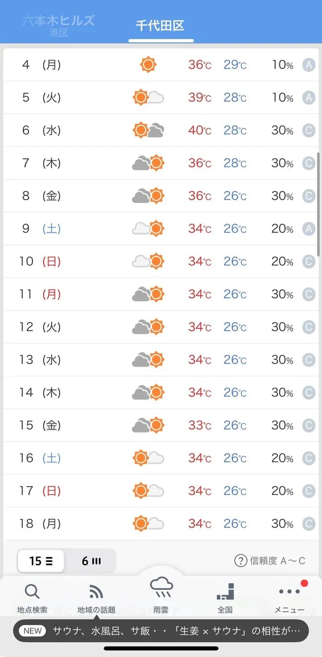 【悲報】来週の東京ｗｗｗｗｗｗｗｗｗｗｗ