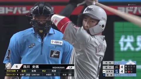 ロッテ西川史礁 打率.279(208-58) 1本 20打点 OPS.687