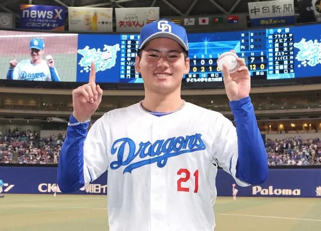 中日・金丸夢斗が笑顔満開のプロ初勝利「10度目の正直で勝つことができた」　スタンド両親へ思い語る