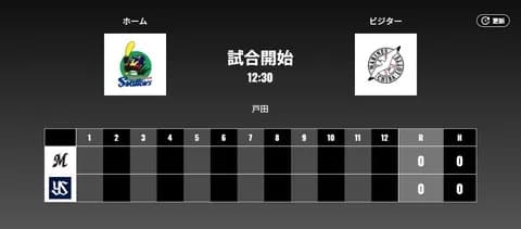 二軍試合実況　8月12日12:30～ ヤクルト－ロッテ