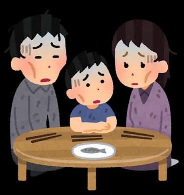 底辺家族「「「スティックパン（晩ごはん）美味しいね！！！」」」　ワイ「はあ…」