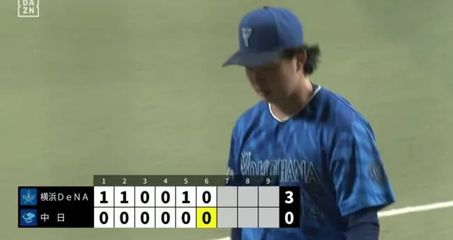 【朗報】プロ初登板のDeNA竹田、ここまで6回1安打無失点と完璧なピッチングを披露