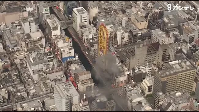 道頓堀のビル火災で消防隊員2人死亡
