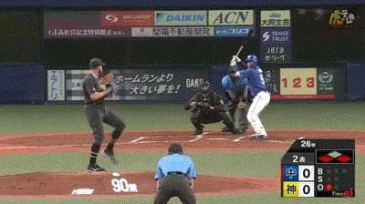 【阪神対中日16回戦】中日、２回表１アウト一三塁から石伊のセーフティスクイズとビーズリーのフィルダースチョイスで三塁ランナーが生還し先制！！！！！
