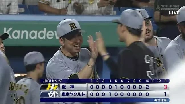 【ヤクルト対阪神20回戦】阪神が３－１でヤクルトとの延長戦制しＭ１９！熊谷敬宥がＶ打！石井大智は球団３位タイの４１イニング連続無失点！ヤクルトは連敗で借金２２