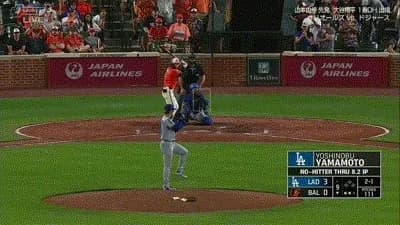 山本由伸、９回２アウトからホームランを打たれノーヒットノーラン逃す…