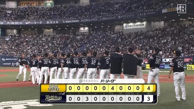 【オリックス対ソフトバンク19回戦】ソフトバンク、連日の逆転勝ちで優勝マジック12！　6回に打者10人の猛攻で一挙4点！オリックス戦7連勝！有原航平は12勝目！