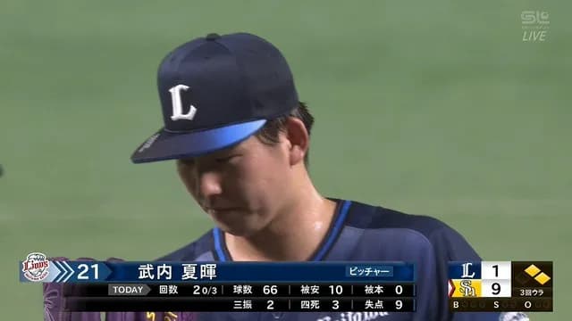 24年新人王の西武・武内、2.0回11失点の大炎上