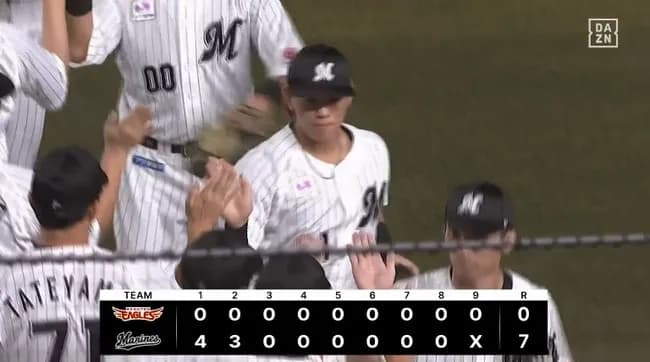 【ロッテ対楽天24回戦】ロッテが７－０で楽天に快勝し連勝！種市が７回無失点、自身５連勝で８勝目！打線は２回までに７得点！楽天は連勝３でストップ