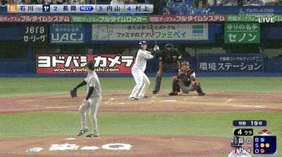 【ヤクルト対巨人24回戦】ヤクルト、４回裏１アウト二塁から長岡のタイムリーツーベースでリードを５点に広げる！！！！！！！！