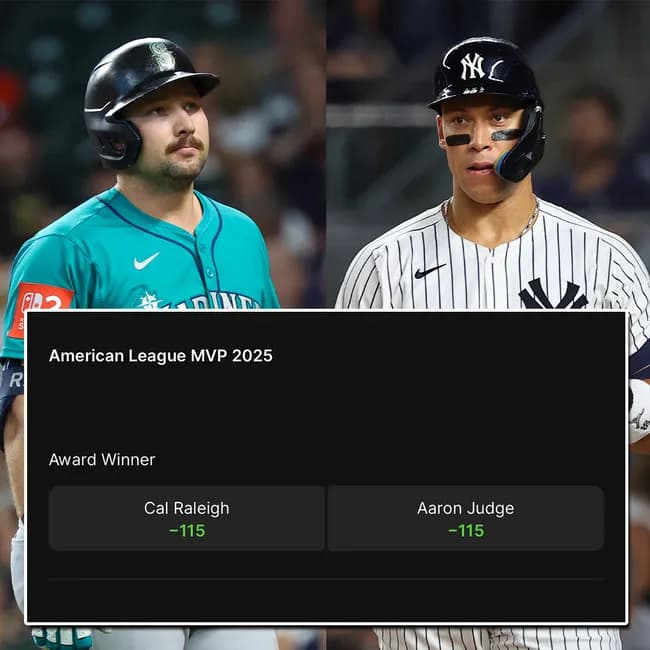 【ア・リーグMVPオッズ】  1位:ローリー 1.87倍 1位:ジャッジ 1.87倍