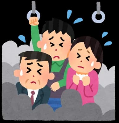 電車、ムワムワで最悪