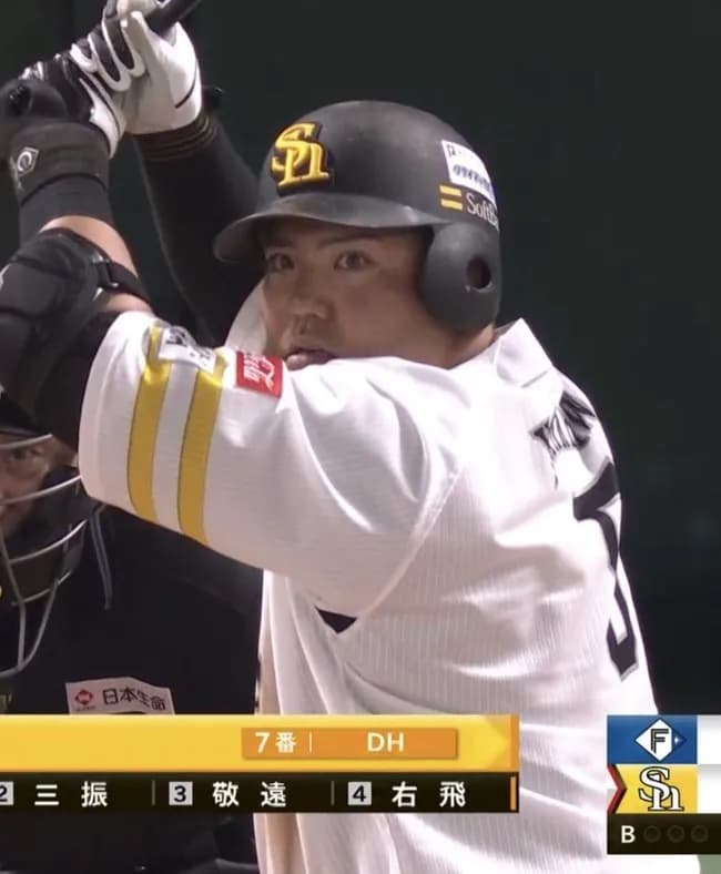 ソフトバンク山川穂高、ガンギマリの目でピッチャーを威嚇する