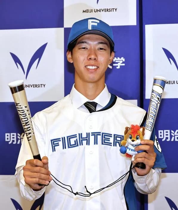 【ドラフト】日本ハム1位指名の明大・大川、1年目からのクローザーに意欲　父は元総合格闘家、母は元バレー日本代表