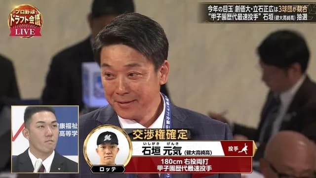 ロッテ、石垣元気の交渉権確定！ オリックスとの競合制す
