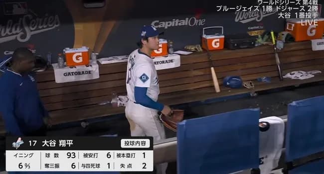 大谷翔平、WS初登板初勝利ならず　7回途中6K降板も本拠地喝采　ゲレーロJr.に痛恨被弾