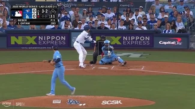 【WS第4戦】大谷翔平　第1打席は四球　WS第2戦から11打席連続出塁　歴史的死闘から17時間後に二刀流出場