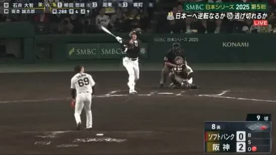 柳田、シーズン防御率0.17の石井から同点2ランｗｗｗｗｗｗｗｗｗｗｗｗｗｗｗｗ