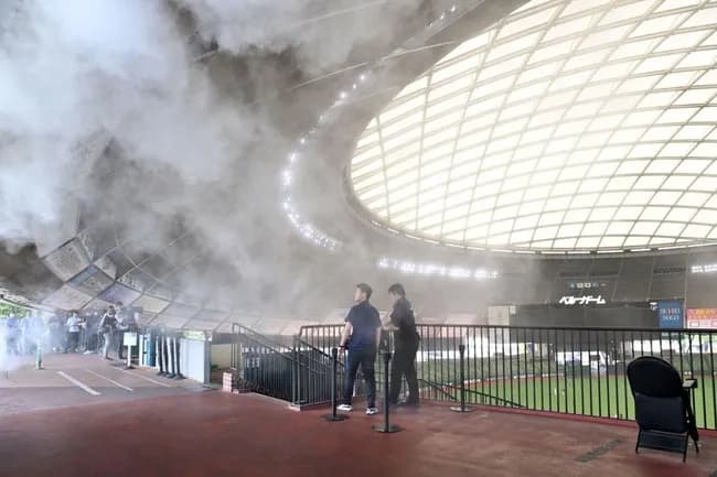 西武ドーム「 球場全体にミスト設置しました 各所に大型扇風機を設置しました」