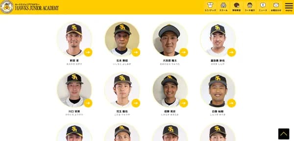 ソフトバンクホークスジュニアアカデミーのコーチ陣