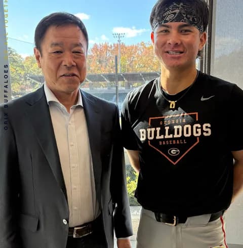 福良GMアメリカに向かい石川ケニーに指名挨拶